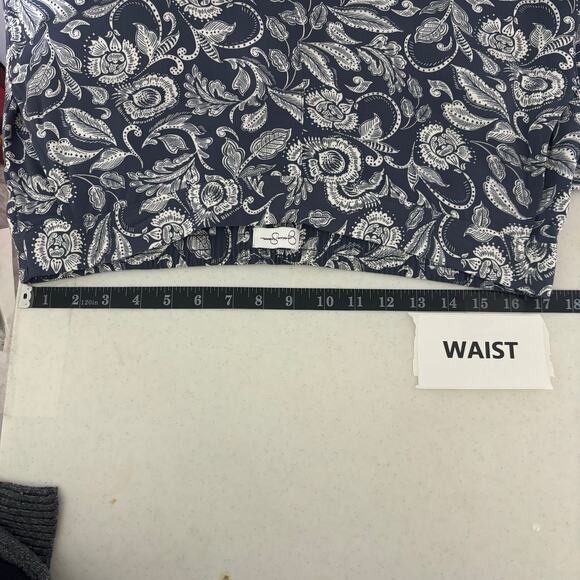 Jessica Simpson Navy Blue Floral Print Wide Leg Pants Large - Picture 6 of 13